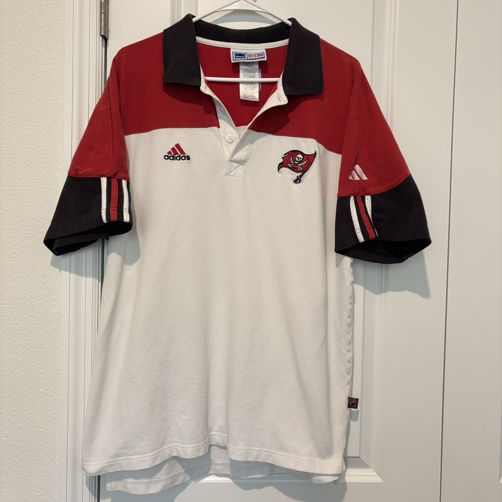 Vintage Adidas Pro Line NFL Tampa Bay Buccaneers Polo Shirt Mens Large